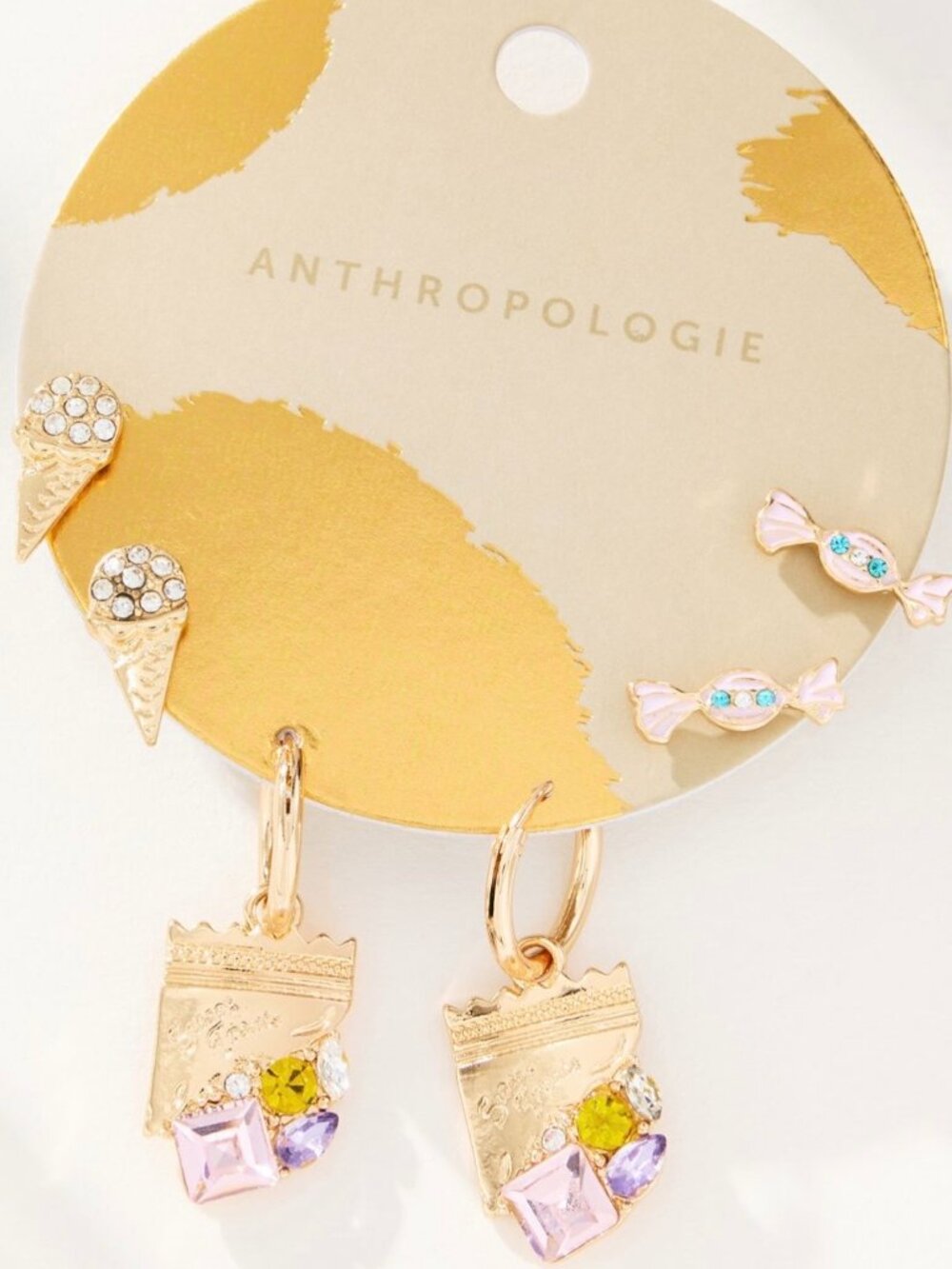 Anthropologie Festive Icon Earrings, Set of 3, Sweets
